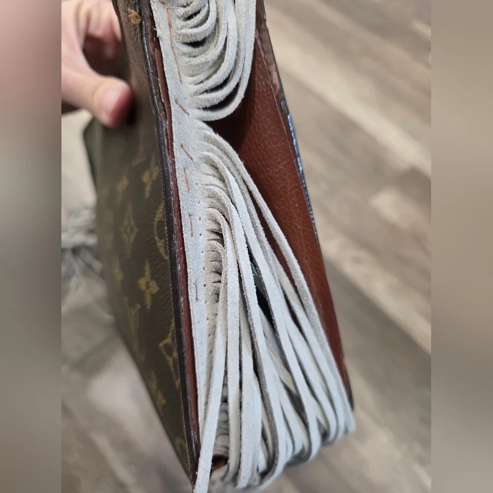 Upcycled LV LOUIS VUITTON Westerncore Clutch Pouch Bag Formal Monogram Tassel - Picture 5 of 15